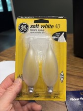 GE Soft White Frosted 40W Ca Type Light Bulbs Decorative Bent Tip 2 Bulbs