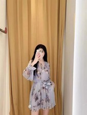 NWT Zimmermann Resort Lilac Floral V-Neck Lantern Long Sleeve Tie-Front Jumpsuit