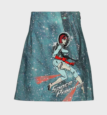 ULTRA RARE Pinko Space Program Limited Edition Print Woven Mini Skirt Size UK8