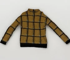 Karen Millen Mohair Wool Sweater Women Size S Yellow Check Plaid Mock Neck