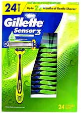 Gillette Sensor3 Sensitive Men's DisposableRazor 24 Count