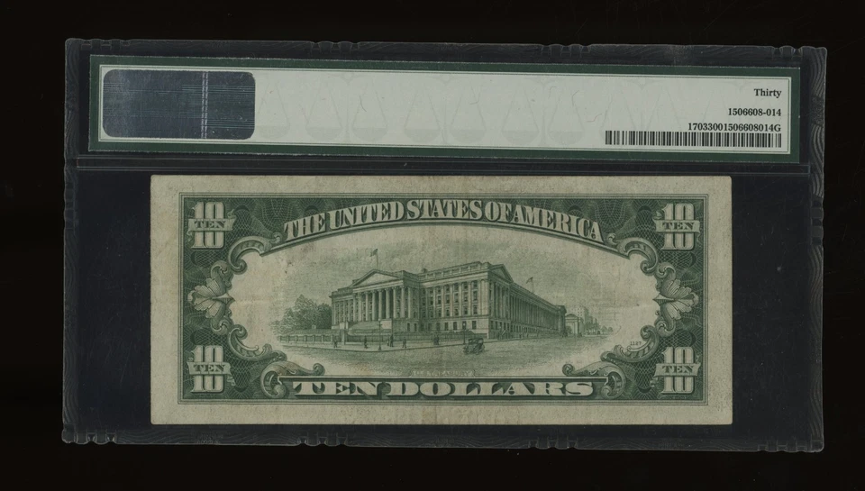 DBR 1934-B $10 Silver Vinson Fr. 1703 PMG 30 Serial B18361165A - Image 2 of 2