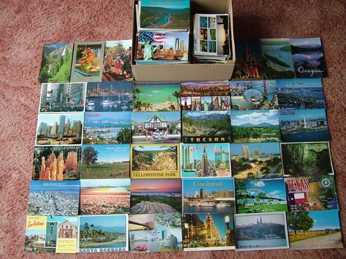 3.5 KG Box / Bulk Lot of Used Postcards of THE UNITED STATES OF AMERICA.