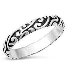 Vines Ring Genuine Solid Sterling Silver 925 Oxidized Height 3.7 mm Sizes 4 - 10