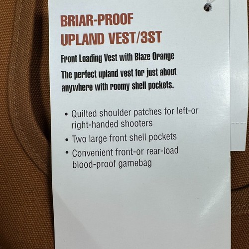 NWT Gamehide Briar Proof Upland Hunting Vest Mens 4X Outdoor Brown Blaze Orange - Picture 8 of 10