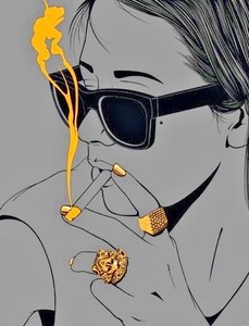 Cigarette Wall Art Stickers Lady Gold Ring Graphic Modern Street Decal Banksy Ebay