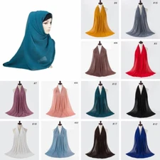 Women's Chiffon Pleated Headscarf Wrinkled Turban Hijabs Shawl Ladies Scarves