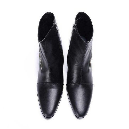 Botas al tobillo de cuero para hombre zapatos de tacón cubano punta puntiaguda hebilla de metal negocios elegantes - Imagen 10 de 14