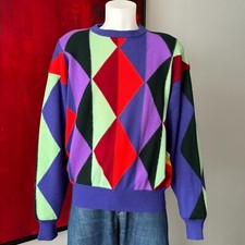 GIANNI VERSACE wool sweater w/ diamond pattern size IT 54 from F/W 1990/91