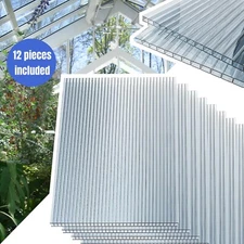 12pcs Polycarbonate Greenhouse Panel 45x24'' Twin-Wall Sheet 0.16 Thick Durable