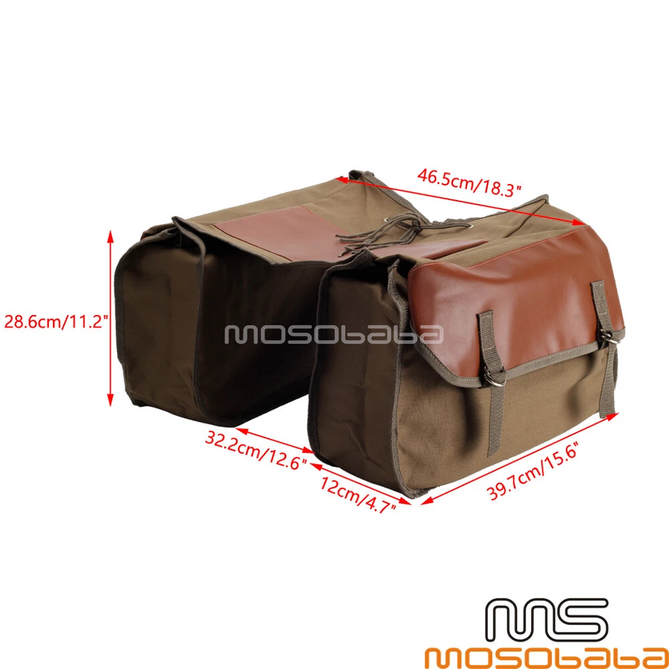 Alforja Caqui Motocicleta Bicicleta Scooter Dos Lados Lona Grandes Bolsas de Equipaje Foto 2 de 4