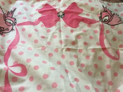 Disney princess pillowcase pink ribbon birds polkadot white Matalan - Image 1 of 4