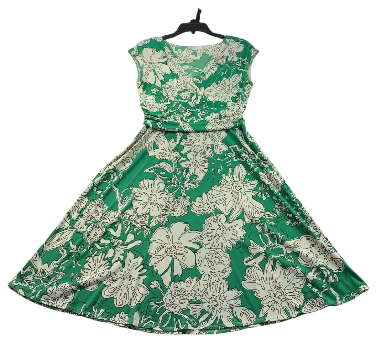 green crossover dress Green Floral Crossover Back Midi Dress – Gabi Swimwear main image 0