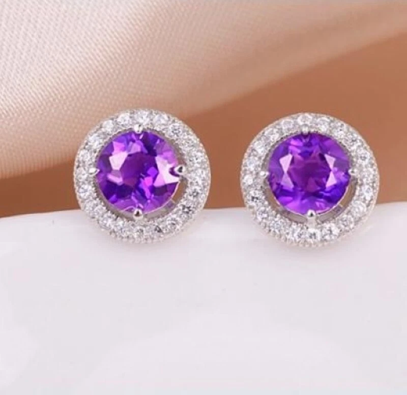 女士婚礼订婚耳钉耳环 18K 白金 GP 吊坠耳环 — 第 4/4 张图片