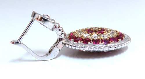 Natural 5.20ct Ruby Diamonds Dangle Earrings 14kt Bullseye Statment - Picture 7 of 8