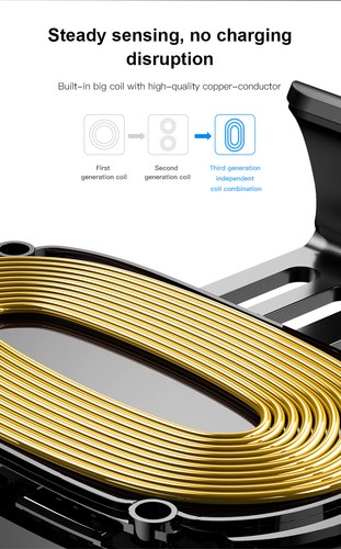 Phone Holder Baseus Qi Car Gravity Fast Charger Air Vent Mount for iPhone - Picture 14 of 16