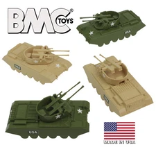 BMC Payton Recast Anti-Aircraft Tank 4pc Tan Green Plastic Army Men Vehicles