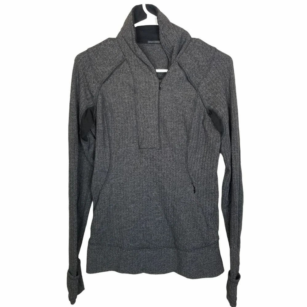 Lululemon Womens 8 Heathered Gray Herringbone 1/4 Zip Think Fast