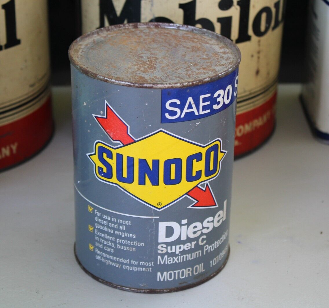 GREAT SHAPE * dated 1982 SUNOCO DIESEL SUPER C MOTOR OIL Old 1 quart Can