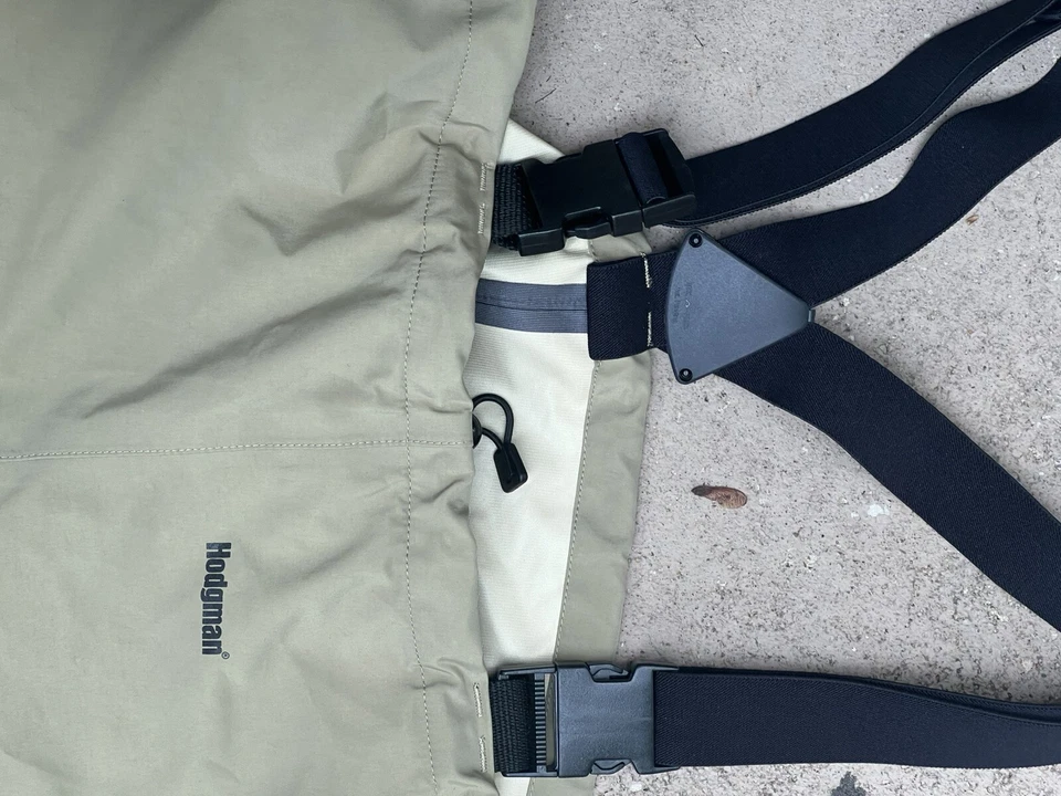 Hodgman Mens Nylon Chest Waders Tan & BOOTS  Sz 10   Suspenders M Model W400-WAL - Image 3 of 4