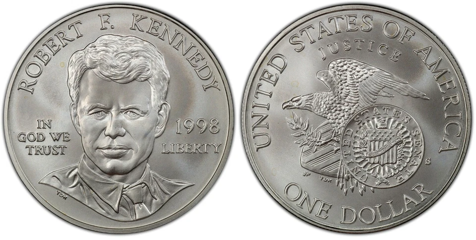 (1) 1998 S Robert & John Kennedy MS/UNC Silver Dollar & Half 2 Coin Set w/COA - Image 2 of 3