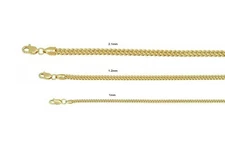 10k Solid Yellow Gold Franco Chain Wheat Round 1mm-2.1mm Pendant Necklace 16-24"