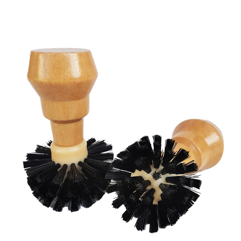 2 Piece Solid Wood Handle Cleaning Brush Coffee Machine Cleaning Brush
