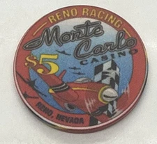 Monte Carlo $5 Casino Chip Reno Nevada - Ceramic - Reno Air Racing 1993