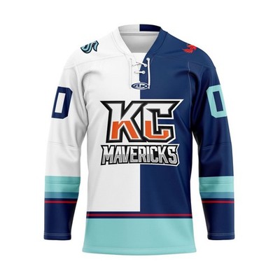 Kansas City Mavericks Personalized Warm Up Lace Hockey Shirt
