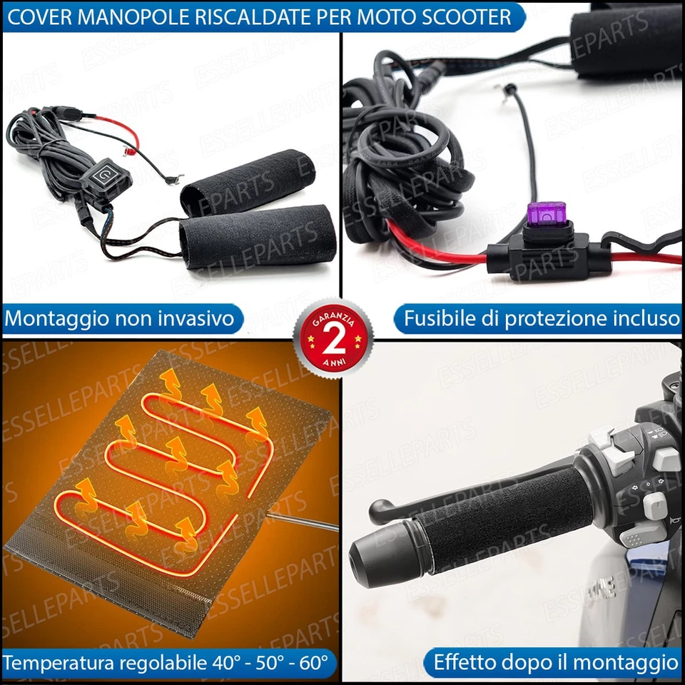 MANOPOLE RISCALDATE PER KYMCO DOWNTOWN 300I TEMPERATURA REGOLABILE IMPERMEABILI - Immagine 2 di 4