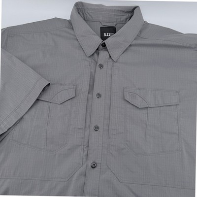 5.11 Tactical Button Up Utility Shirt Mens 3XL Gray Ripstop Short Sleeve 71175