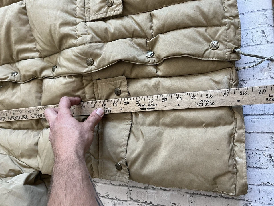 Vintage 70s-80s Eddie Bauer Tan Quilted Karakoram Goose Down Jacket s - Image 3 of 4
