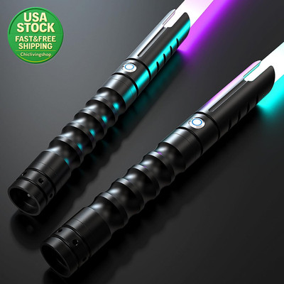 2 in 1 Dueling Lightsaber Metal Hilt 12 Colors Rechargeable 32In 2 Pack