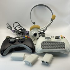 Xbox 360 Lot Chatpad Headset Camera And 2 Con...