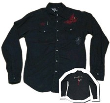Vtg Guess By Georges Marciano Western Embroidered Faith Life Shirt Sz Med Button