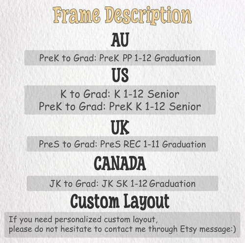 Personalised School Years Wooden Photo Frame 3D Style Memory Picture Frame Gifts - Picture 7 of 34