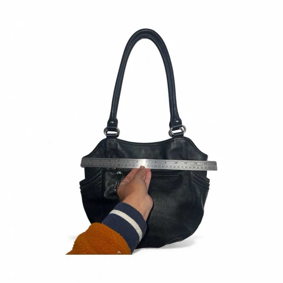 Clarks Black Leather Hobo Shoulder Bag Silver Tone Hardware - Image 4 of 4