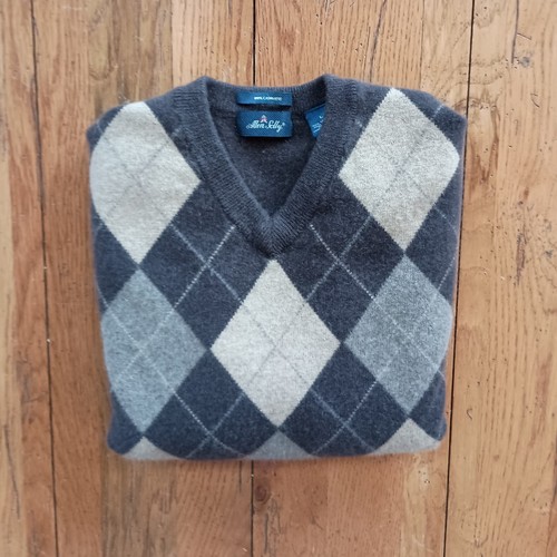 Allen Solly Pullover Herren Größe Large Braun Argyle Diamant 100% Kaschmir. - Bild 4 von 5