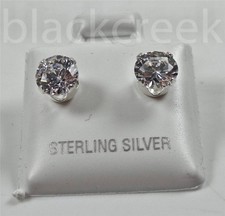 925 Sterling Silver 6mm Round Sparkling Cubic Zirconia Solitaire Earrings