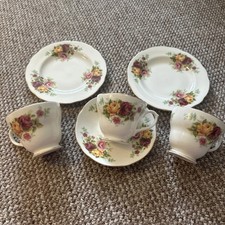 Duchess China  378 Footed Cup x3 & Saucer  & side plates x2 China Dishes Cup Set