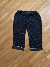 Simply Vera Vera Wang Black Dot Print Capri Pajama Pants L Soft Lounge Wear 