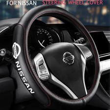 15" Steering Wheel Cover PU Leather+Carbon Fibre For Nissan Qashqai Quest Rogue