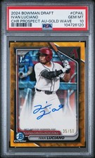 2024 BOWMAN DRAFT CHROME PROSPECT AUTO GOLD WAVE IVAN LUCIANO 35/50 PSA 10