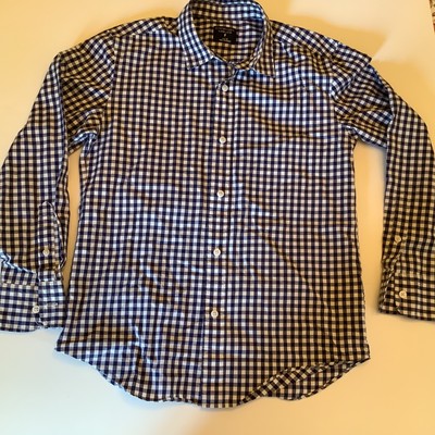 J. Crew Crewcuts Boys Short Sleeve Button Down Shirt Blue White Gingham Size 12