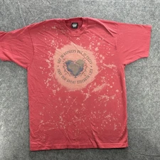 Vintage Unity Earth Shirt Mens XL Red Screen Stars Best Bleached Graphic 90s USA