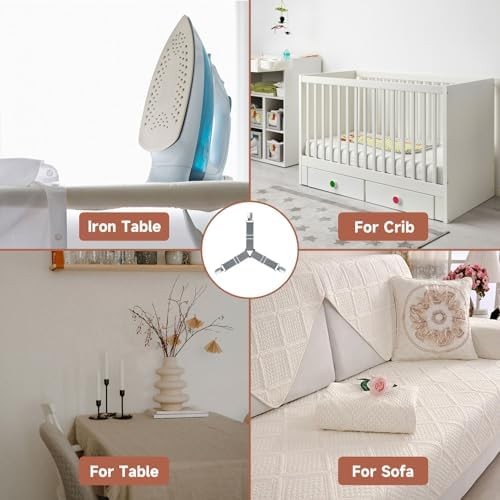 Bed Sheet Straps 8 Pack Non Slip Corner Holders Grey