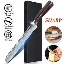 Professional Stainless Steel Serrated Blade Cake Slicing Bread Slicer Knife US