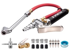 Spurtar 10-120 PSI Heavy Duty Tire Pressure Gauge with Inflator Air Chuck wit...
