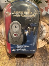 NFL AM/FM Radio w/Flashlight Speakers Earphones Neck Strap Kansas City Chiefs