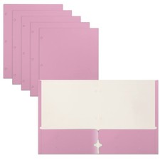 Better Office Products Two Pocket Portfolio Folders, 50-Pack, Pink, Letter Si...